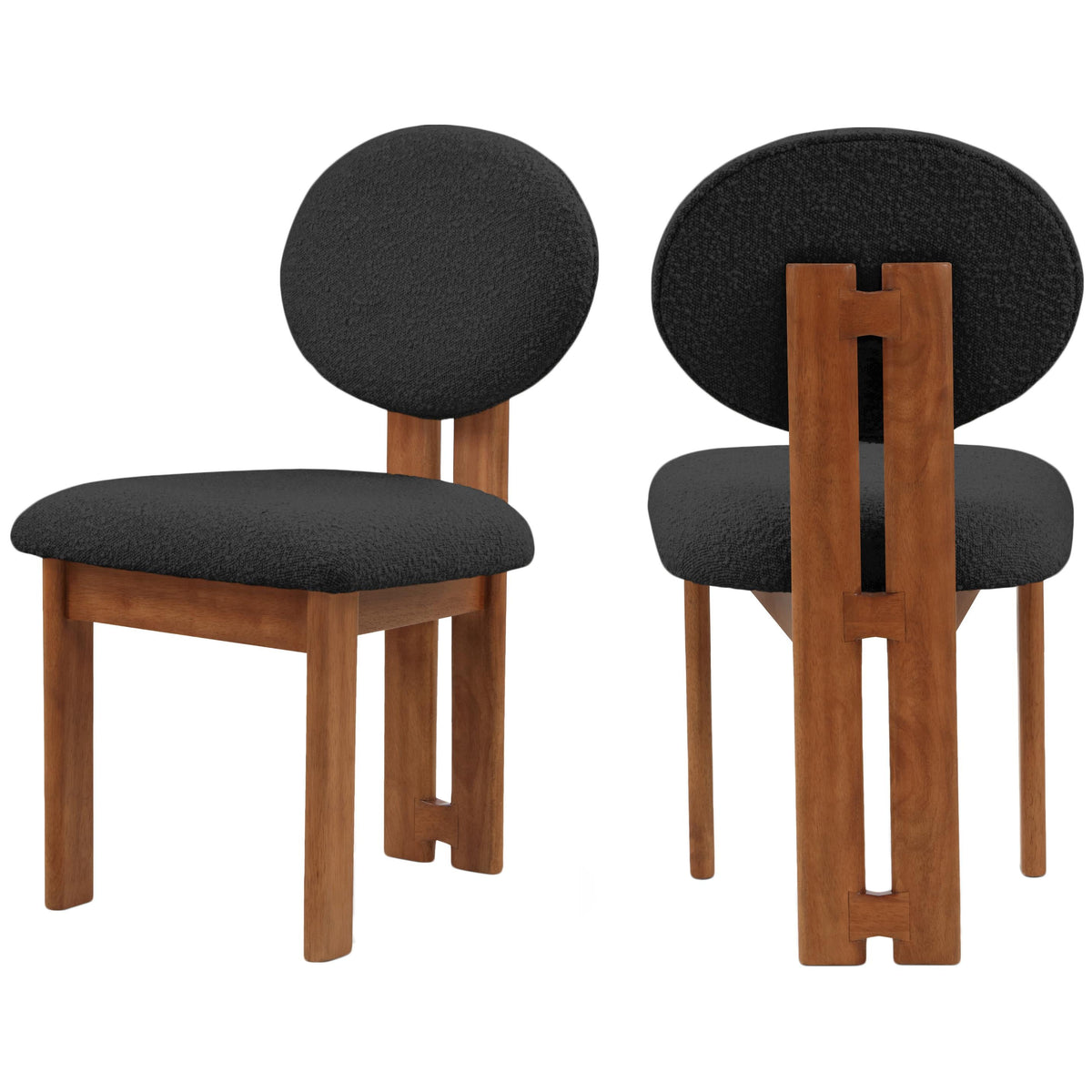 Meridian Napa Black Boucle Fabric Dining Chair
