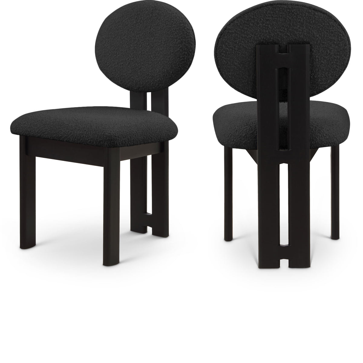 Meridian Napa Black Boucle Fabric Dining Chair