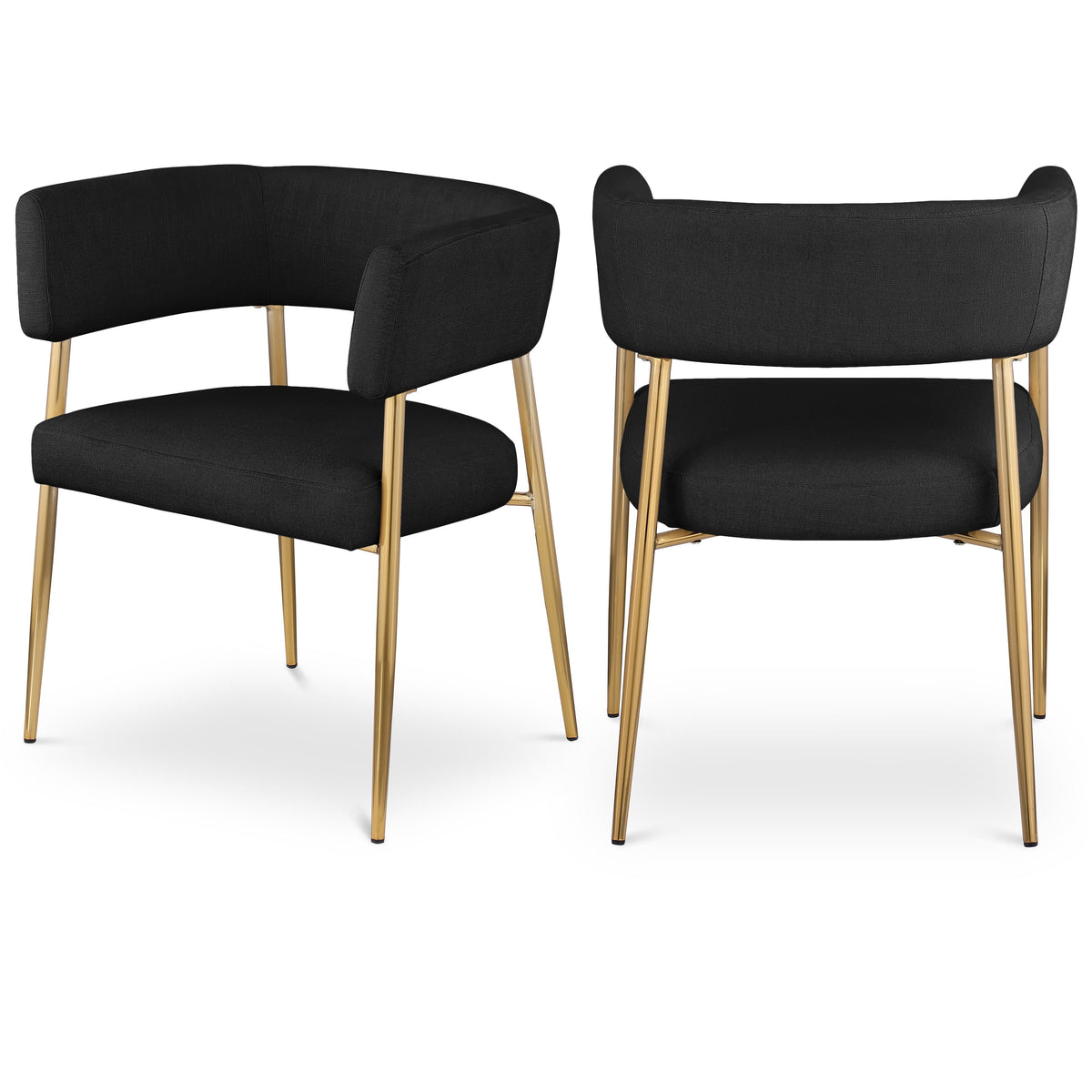 Meridian Creston Black Durable Linen Textured Fabric Dining Chair