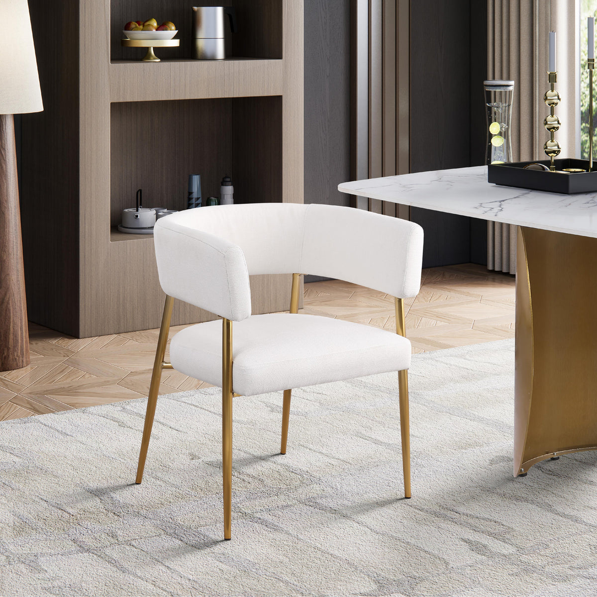 Meridian Creston Cream Durable Linen Textured Fabric Dining Chair
