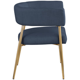 Meridian Creston Deep Navy Durable Linen Textured Fabric Dining Chair