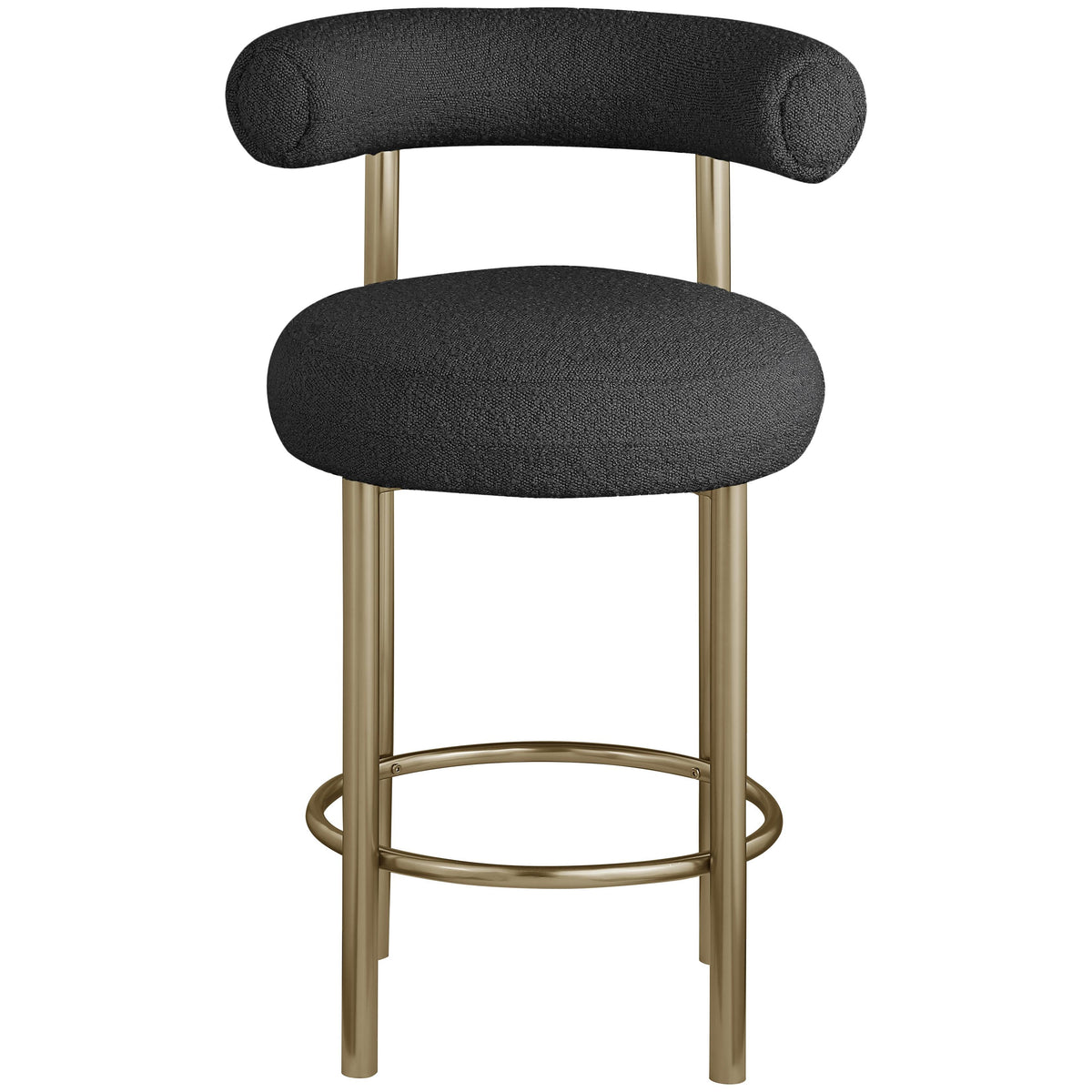 Meridian Bordeaux Black Boucle Fabric Stool