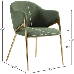 Meridian Nial Green Boucle Fabric Dining Chair
