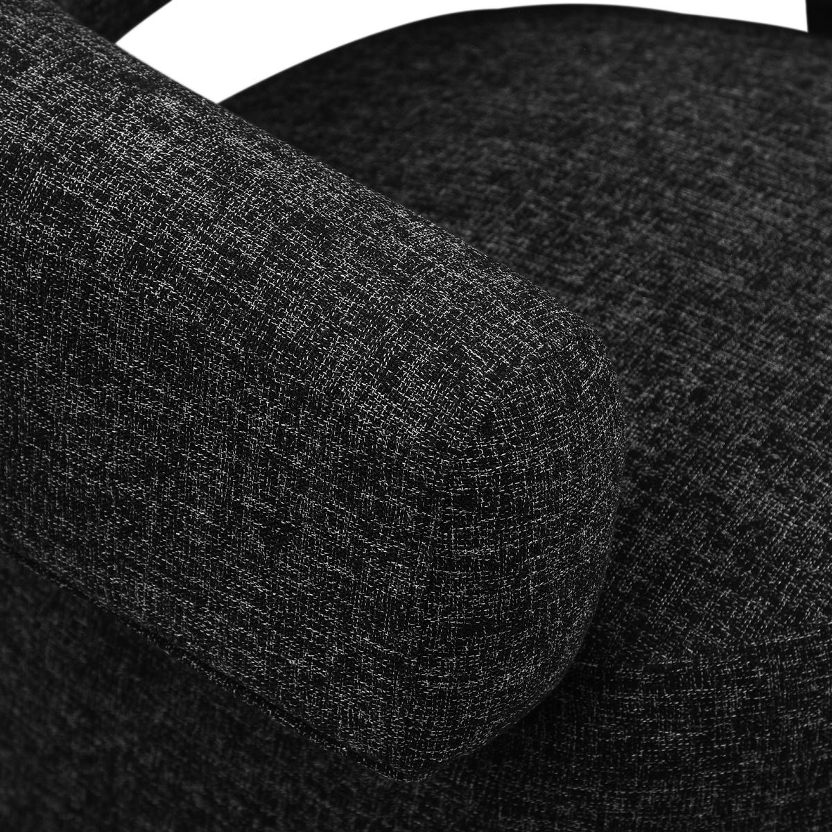 Meridian Niya Black Linen Textured Fabric Swivel Accent Chair