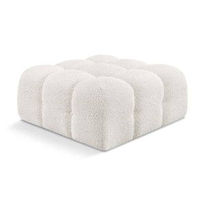 Meridian Ames Cream Boucle Fabric Ottoman