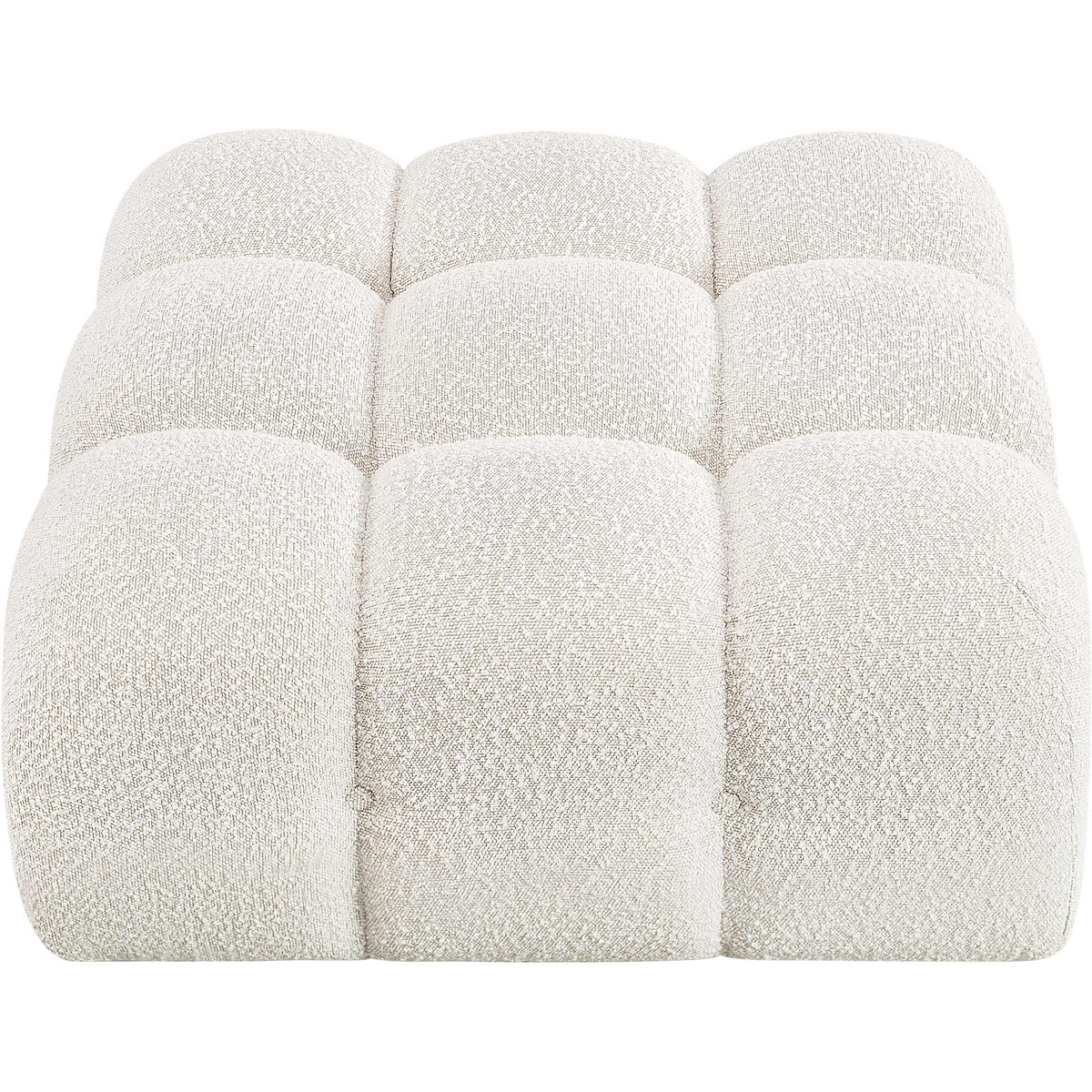 Meridian Ames Cream Boucle Fabric Ottoman