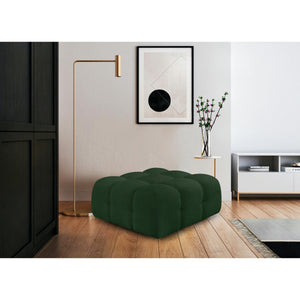 Meridian Ames Green Boucle Fabric Ottoman