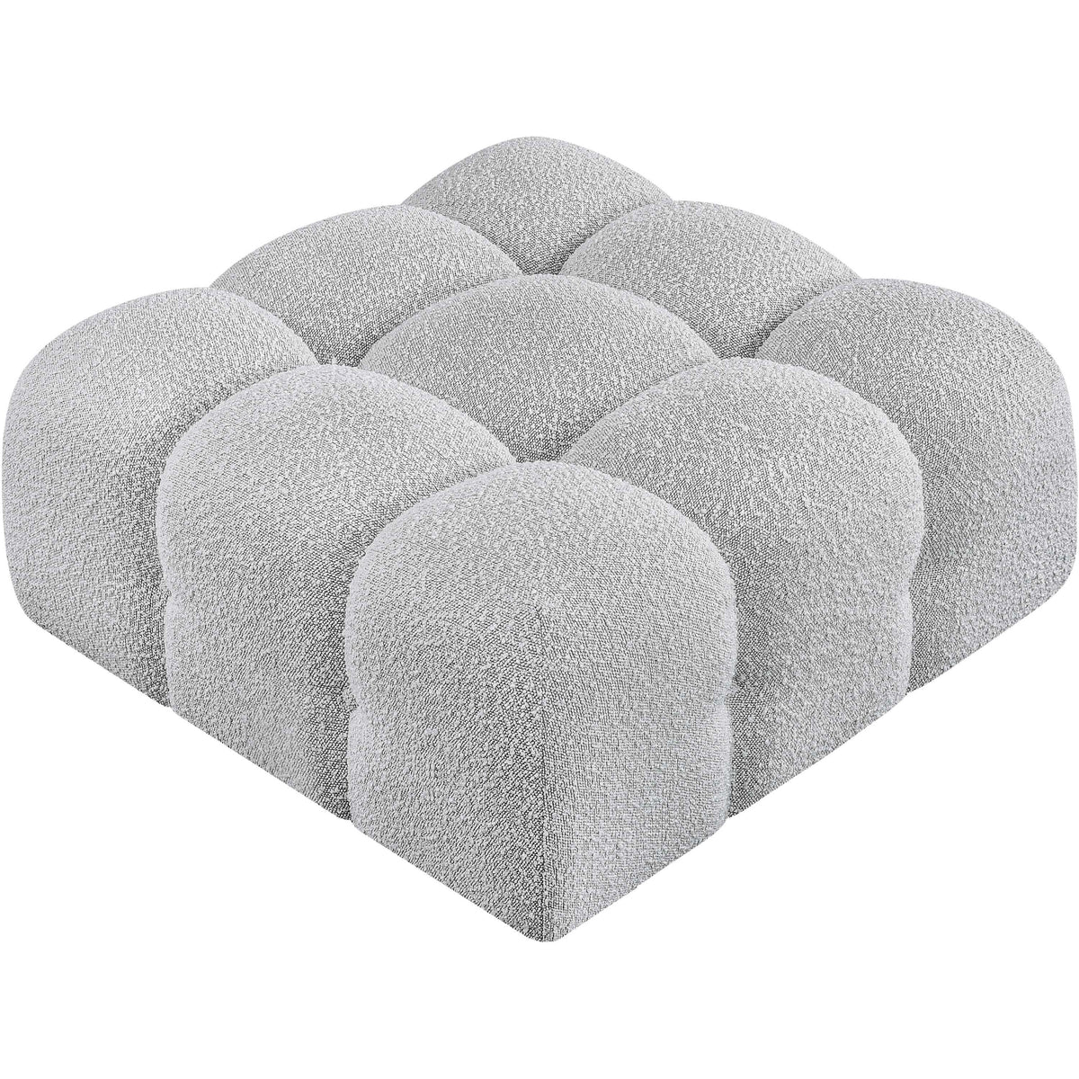 Meridian Ames Grey Boucle Fabric Ottoman