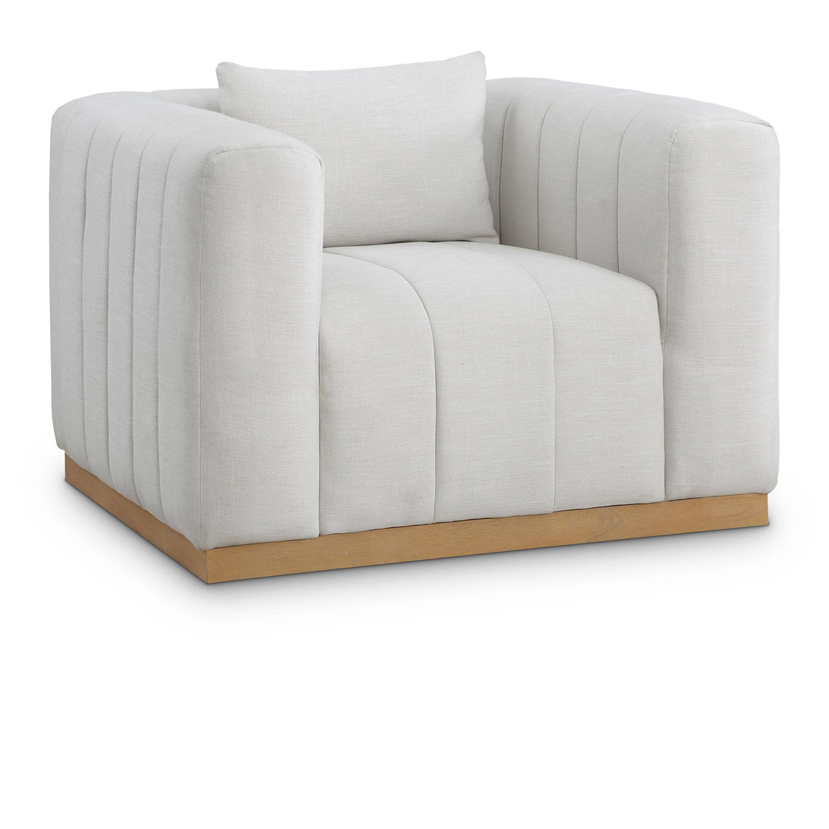 Meridian Lucia Cream Linen Textured Fabric Chair
