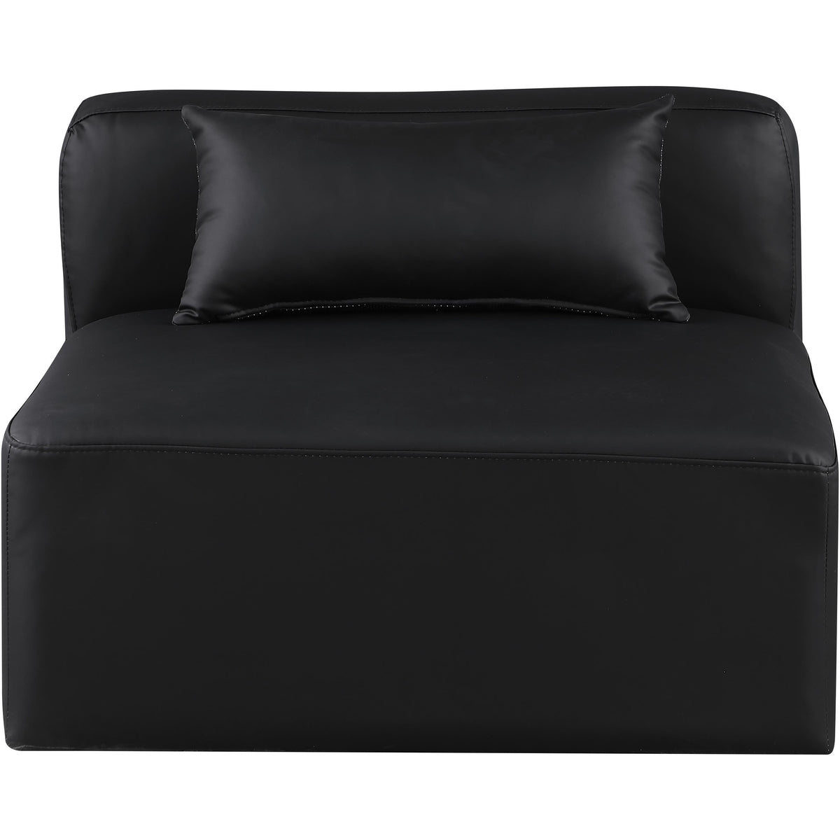 Meridian Cube Black Vegan Leather Armless Chair