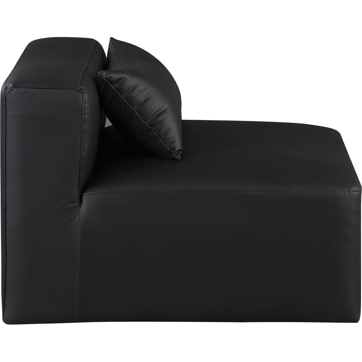 Meridian Cube Black Vegan Leather Armless Chair