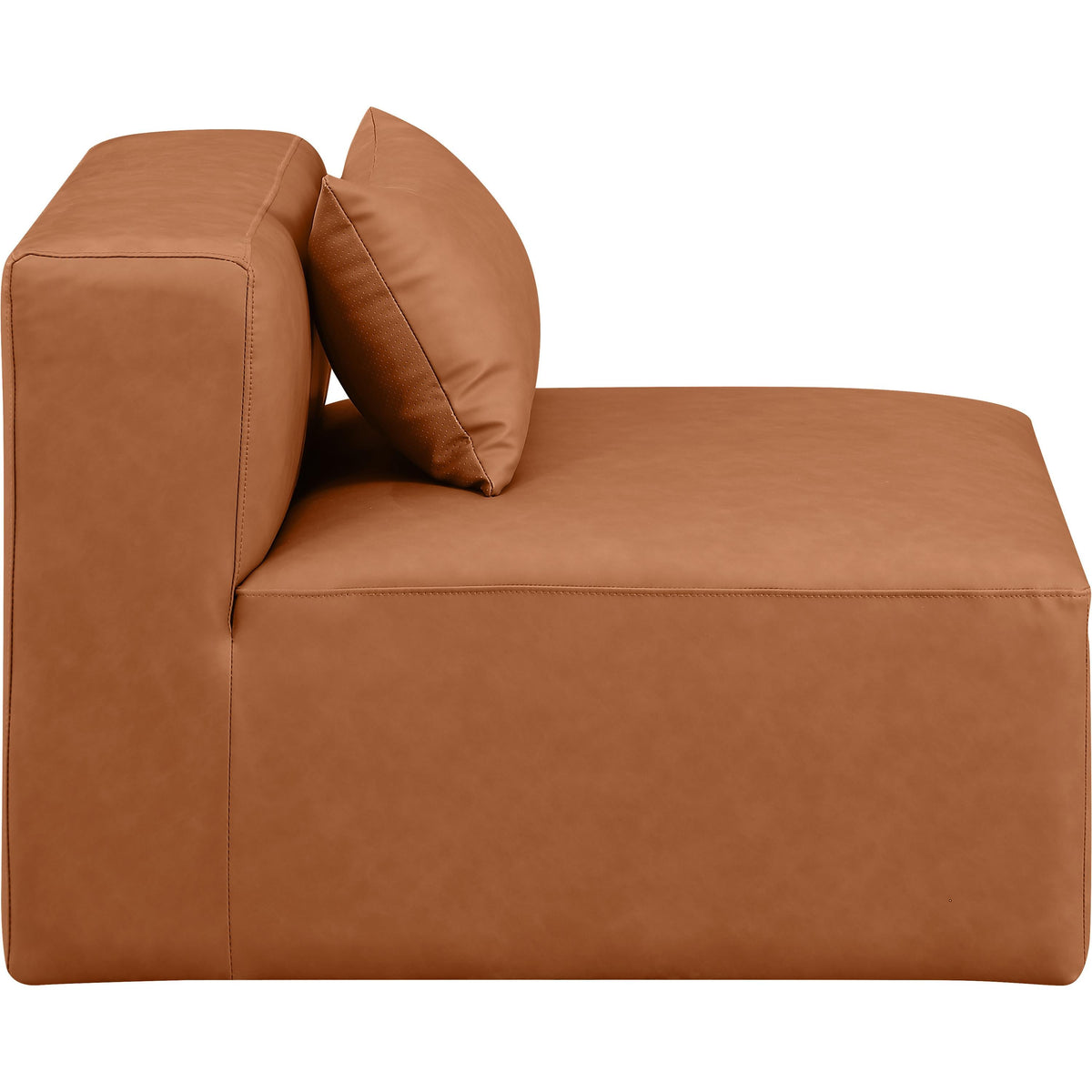 Meridian Cube Cognac Vegan Leather Armless Chair