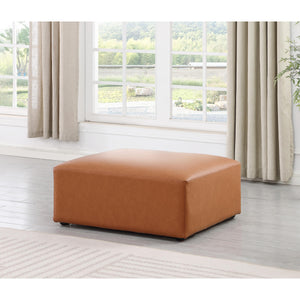 Meridian Cube Cognac Vegan Leather Ottoman