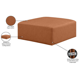 Meridian Cube Cognac Vegan Leather Ottoman