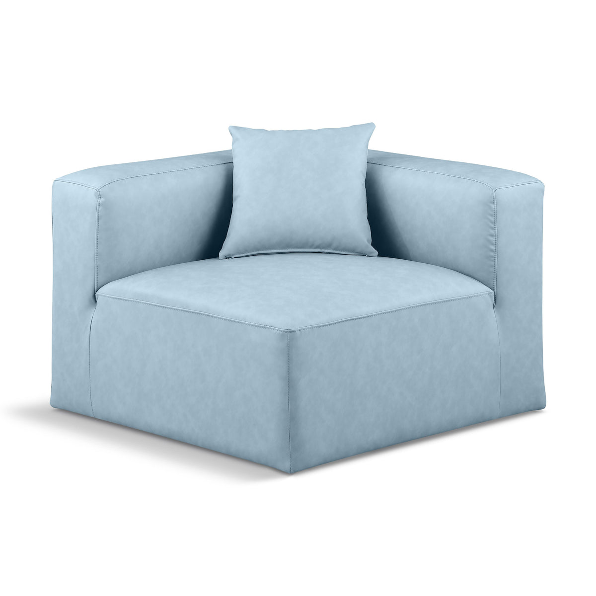 Meridian Cube Light Blue Vegan Leather Corner Chair