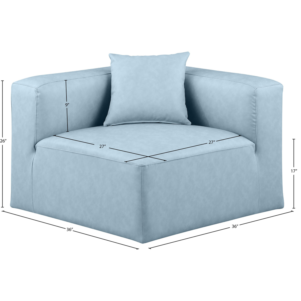 Meridian Cube Light Blue Vegan Leather Corner Chair