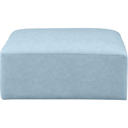Meridian Cube Light Blue Vegan Leather Ottoman