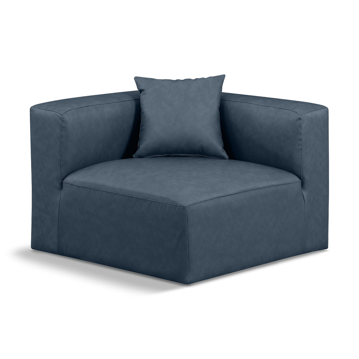 Meridian Cube Navy Blue Vegan Leather Corner Chair
