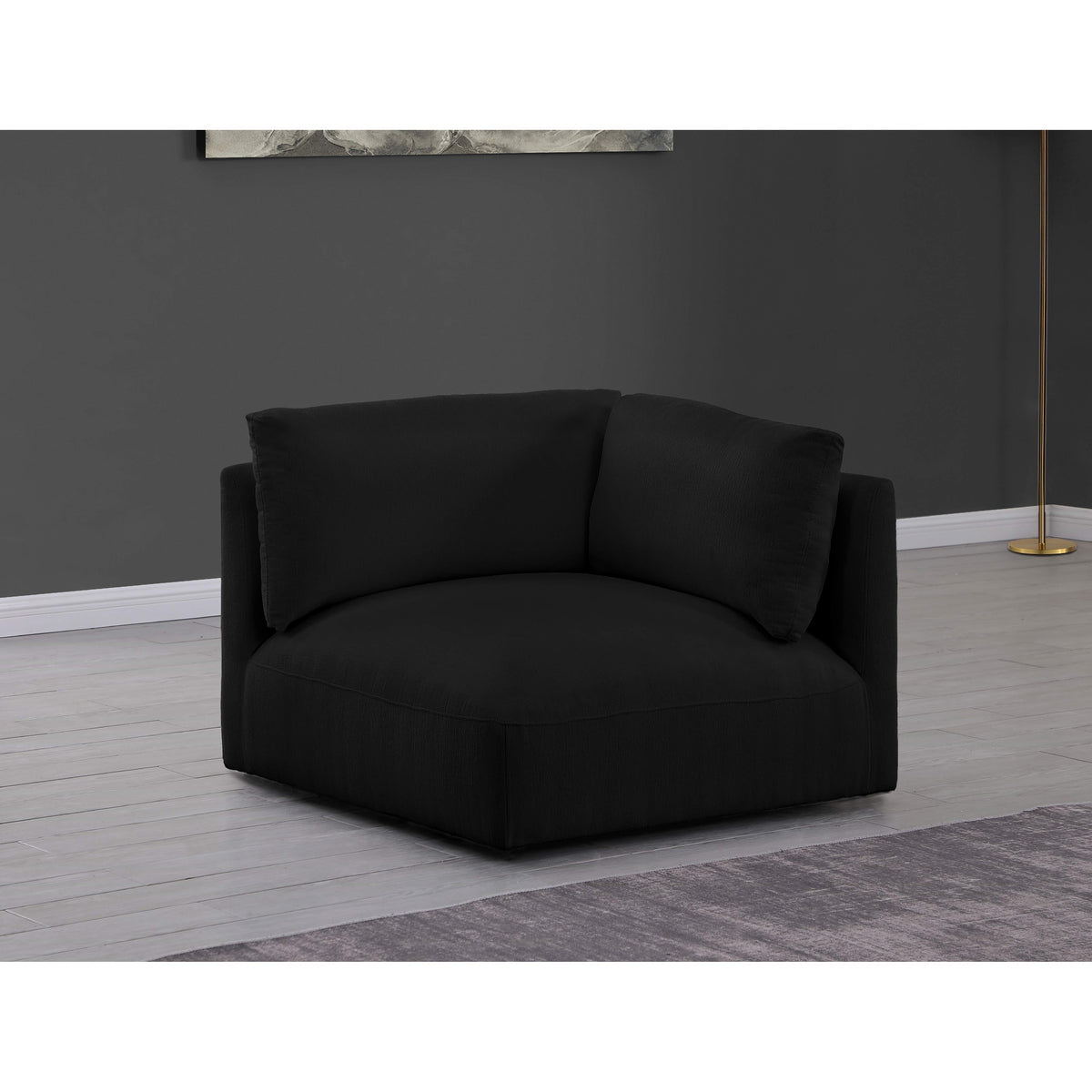 Meridian Ease Black Polyester Fabric Corner