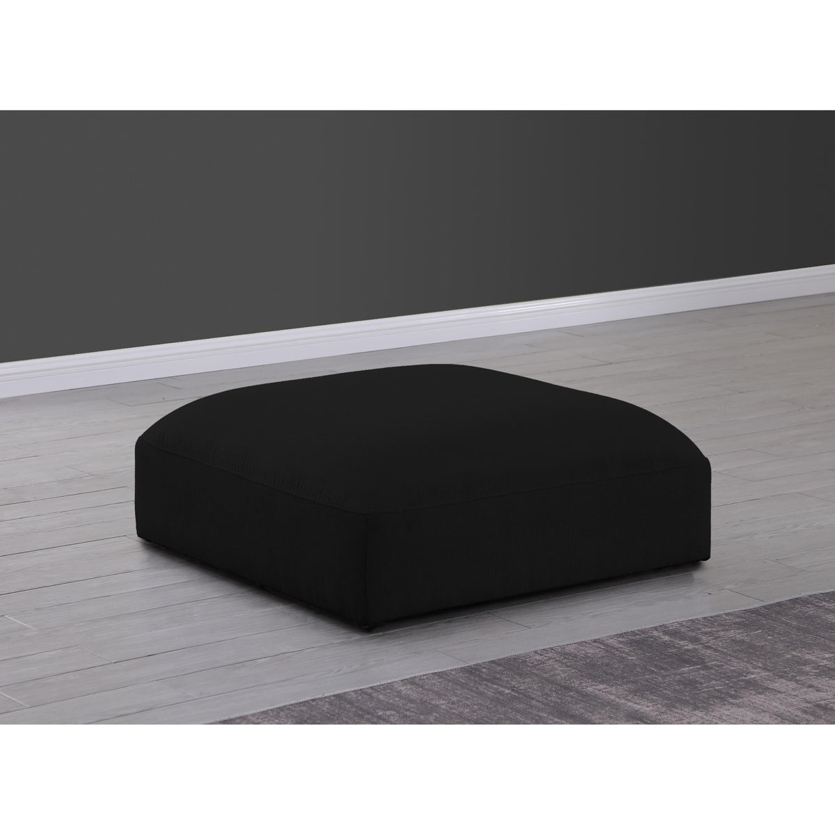 Meridian Ease Black Polyester Fabric Ottoman