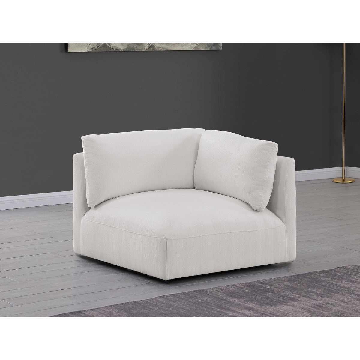 Meridian Ease Cream Polyester Fabric Corner