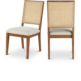 Meridian Butterfly Cream Linen Textured Fabric Dining Chair