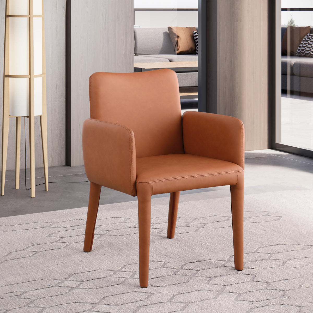 Meridian Pelle Cognac Vegan Leather Accent/Dining Chair