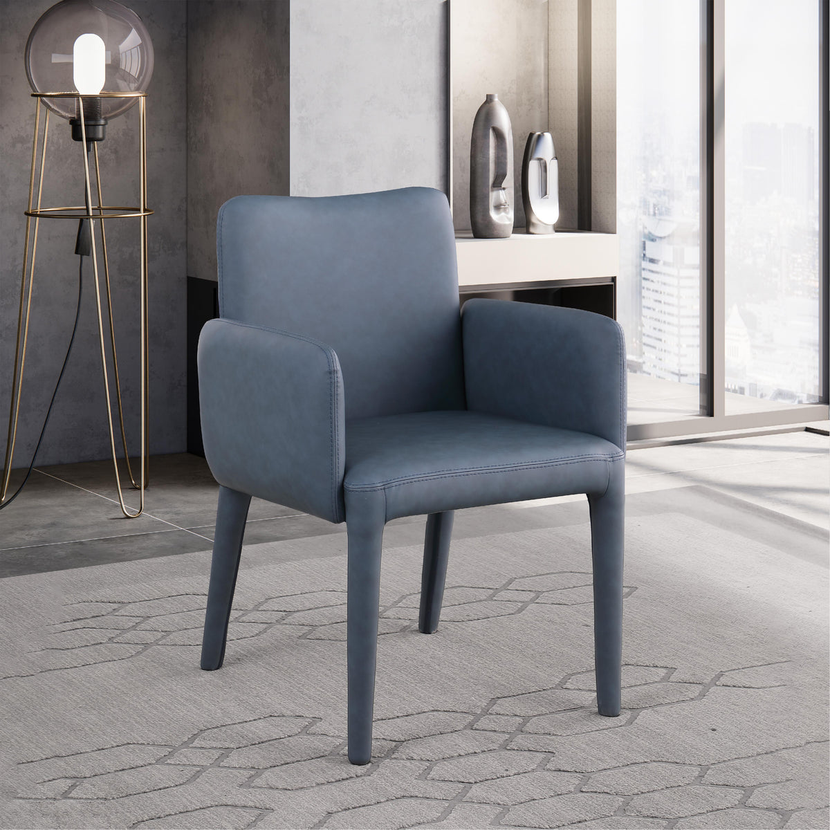 Meridian Pelle Navy Vegan Leather Accent/Dining Chair