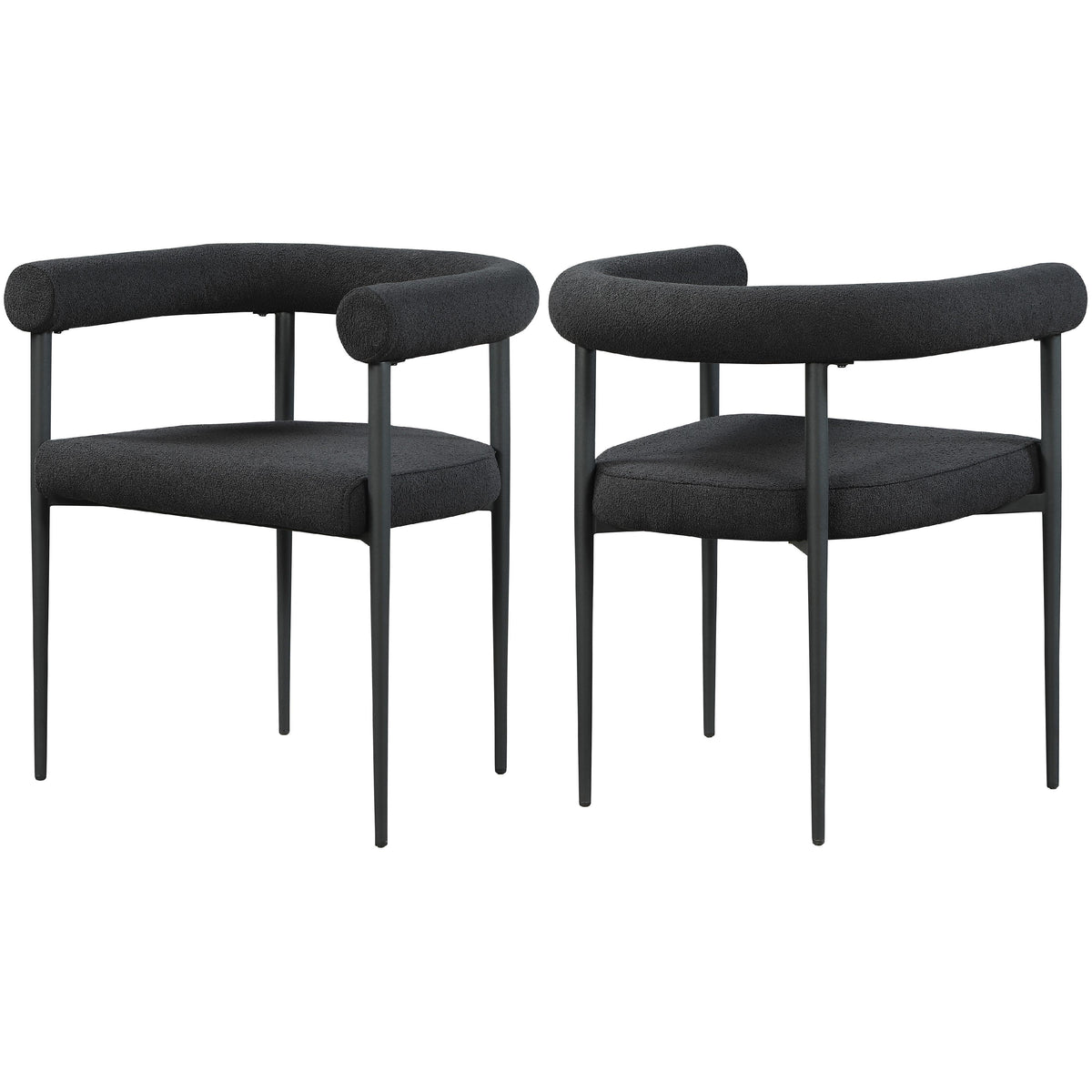 Meridian Louie Black Boucle Fabric Dining Chair