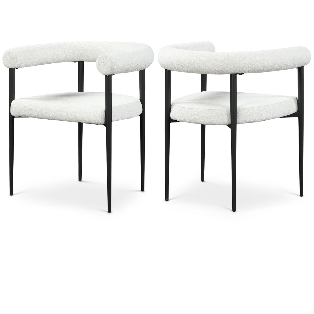 Meridian Louie Cream Boucle Fabric Dining Chair