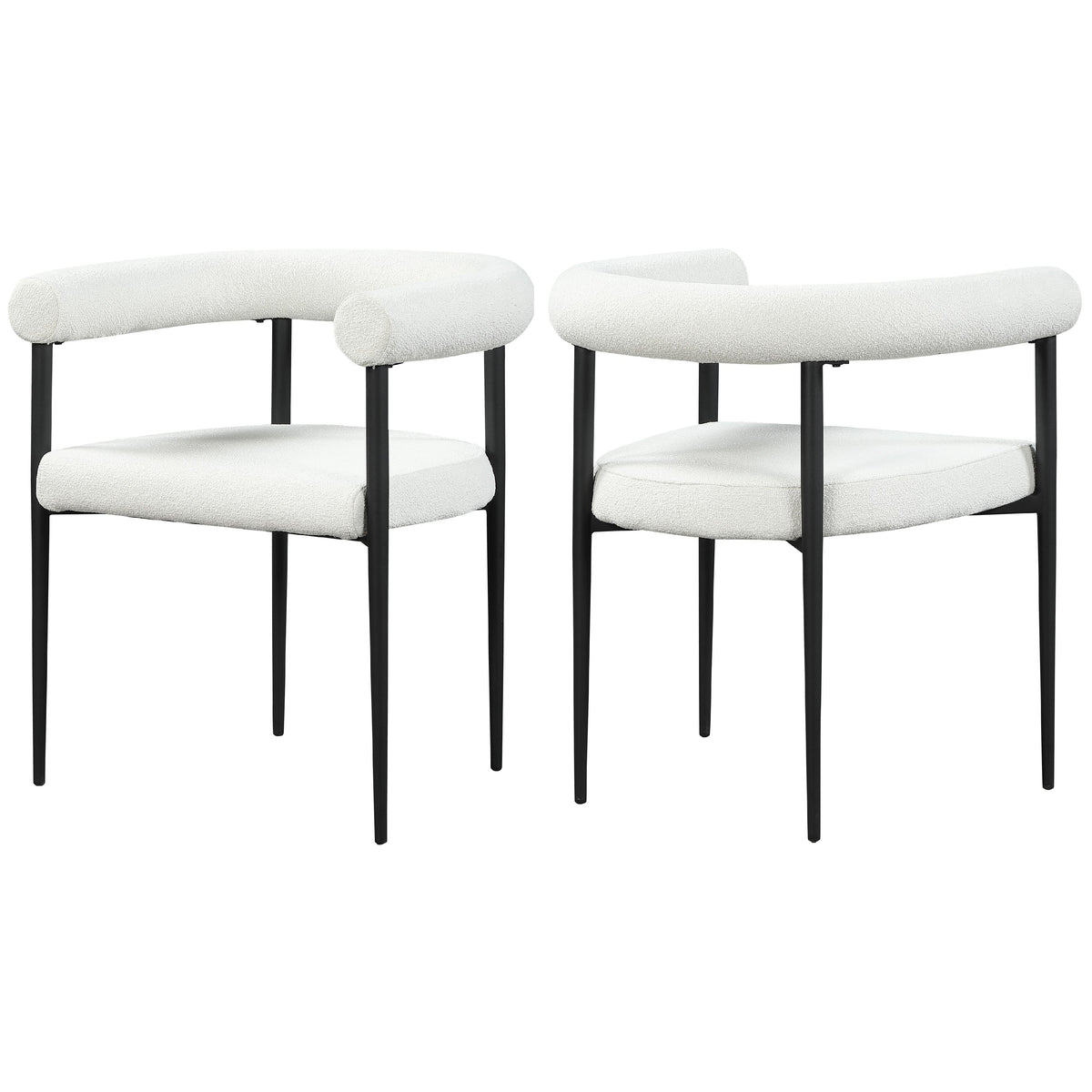 Meridian Louie Cream Boucle Fabric Dining Chair