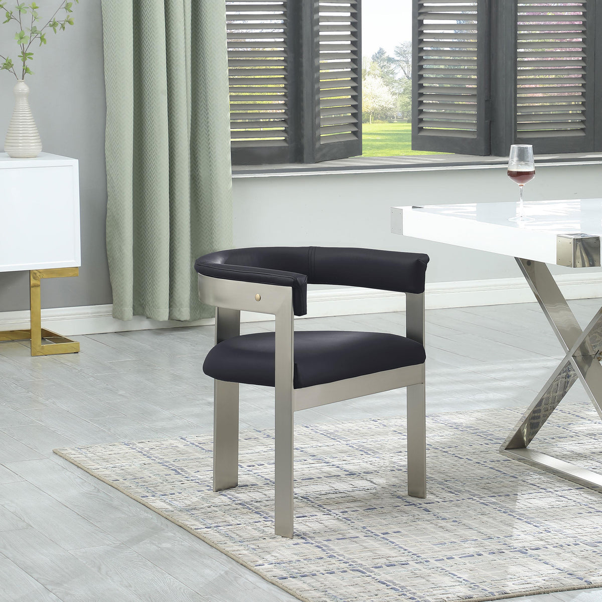 Meridian Romeo Black Vegan Leather Dining Chair