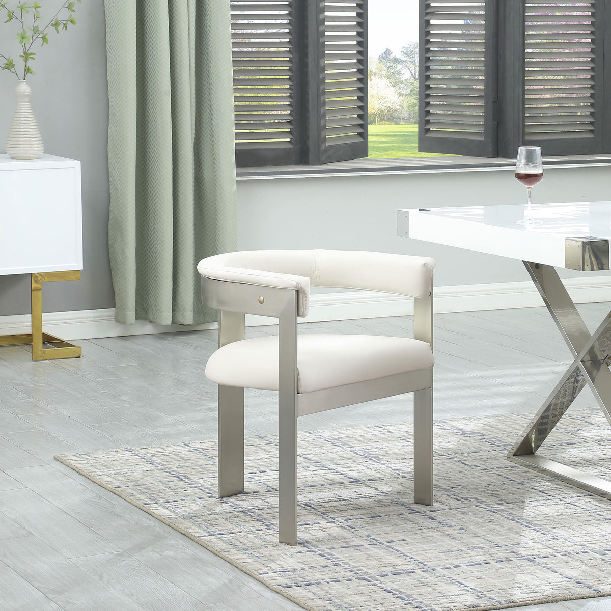 Meridian Romeo Cream Vegan Leather Dining Chair