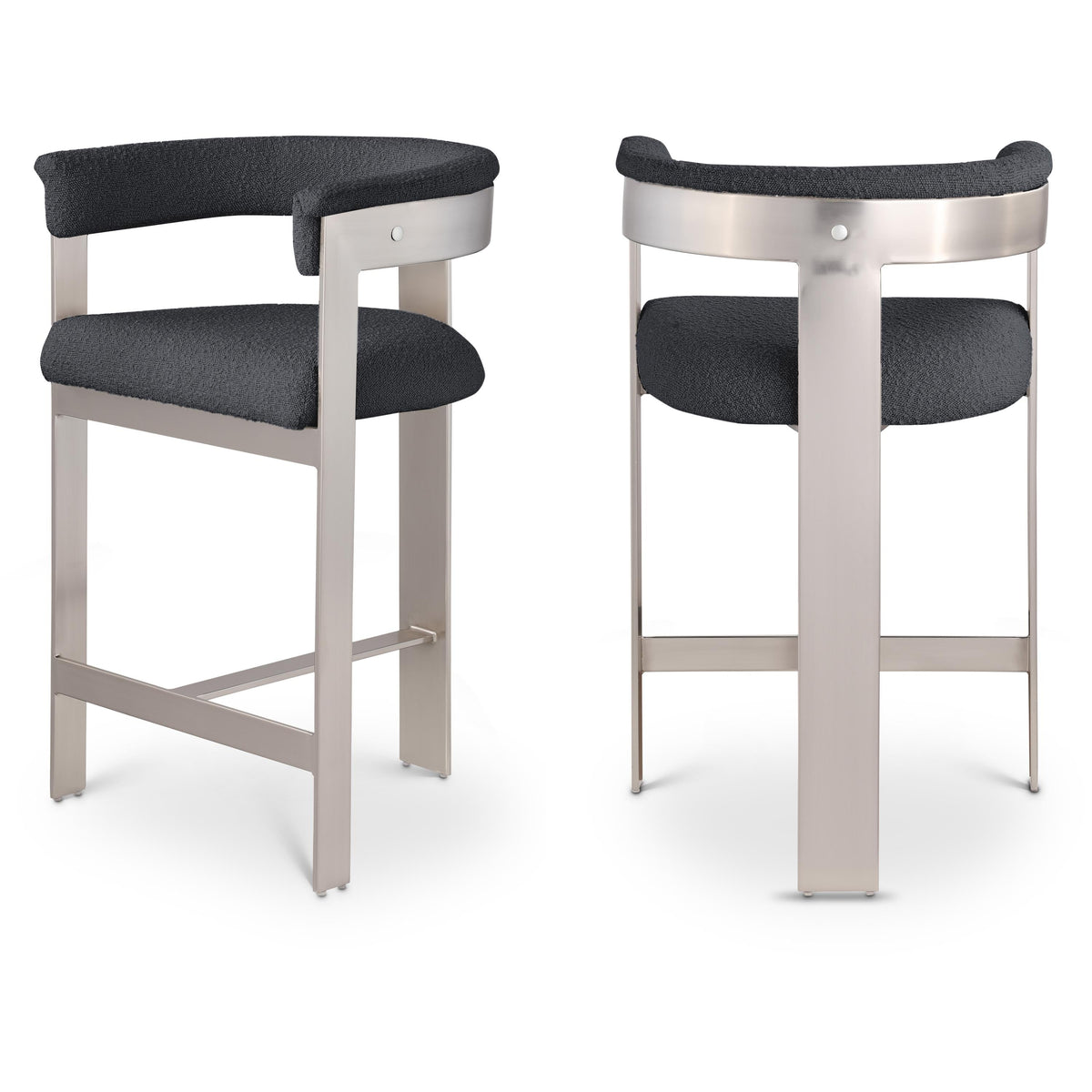 Meridian Romeo Black Boucle Fabric Counter Stool