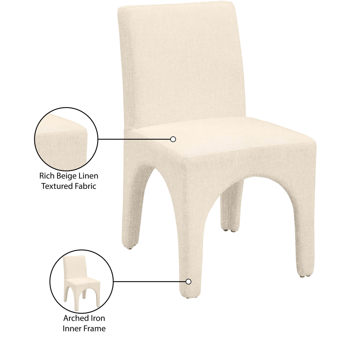 Meridian Gramercy Beige Linen Textured Fabric Dining Chair