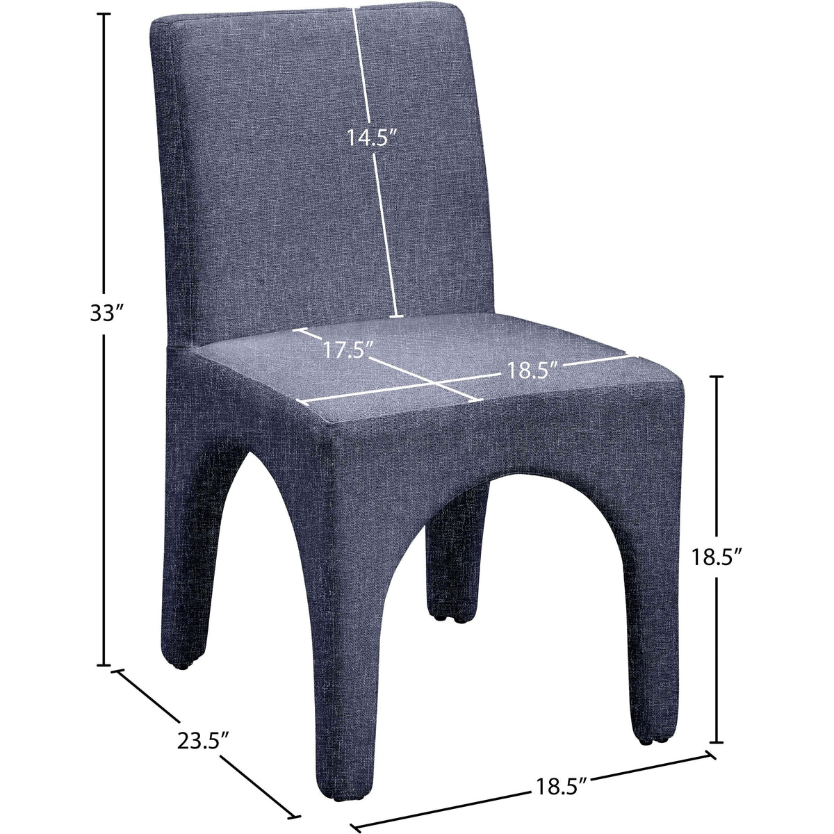 Meridian Gramercy Blue Linen Textured Fabric Dining Chair