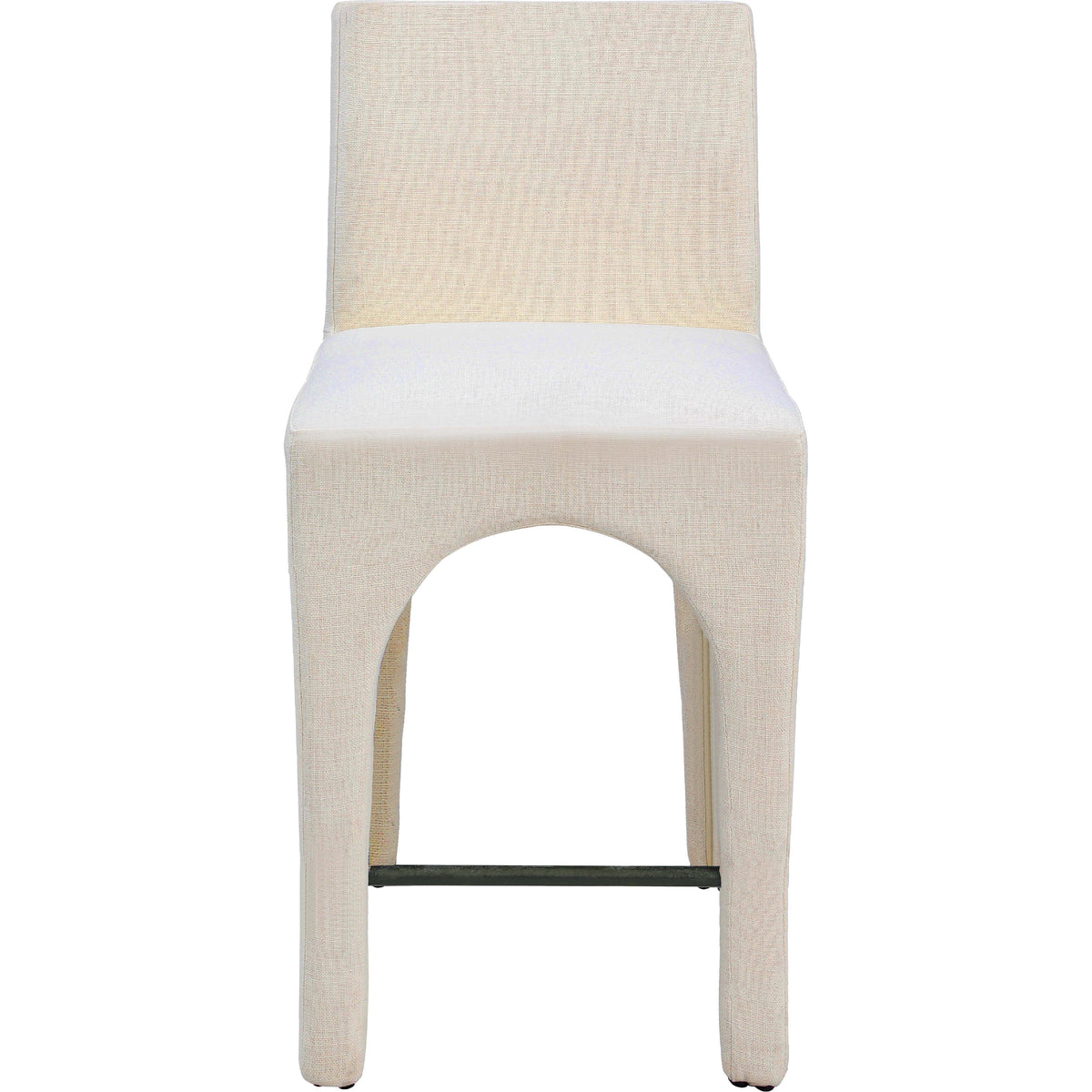 Meridian Gramercy Beige Linen Textured Fabric Stool