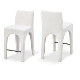 Meridian Gramercy Cream Linen Textured Fabric Stool