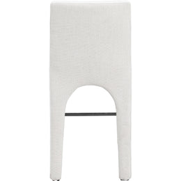 Meridian Gramercy Cream Linen Textured Fabric Stool