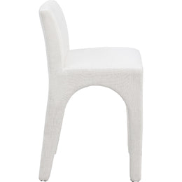 Meridian Gramercy Cream Linen Textured Fabric Stool