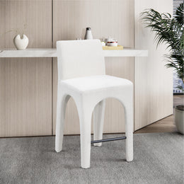 Meridian Gramercy Cream Linen Textured Fabric Stool