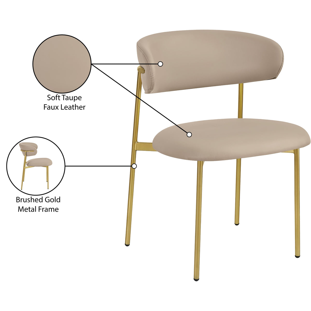 Meridian Lupita Taupe Vegan Leather Dining Chair