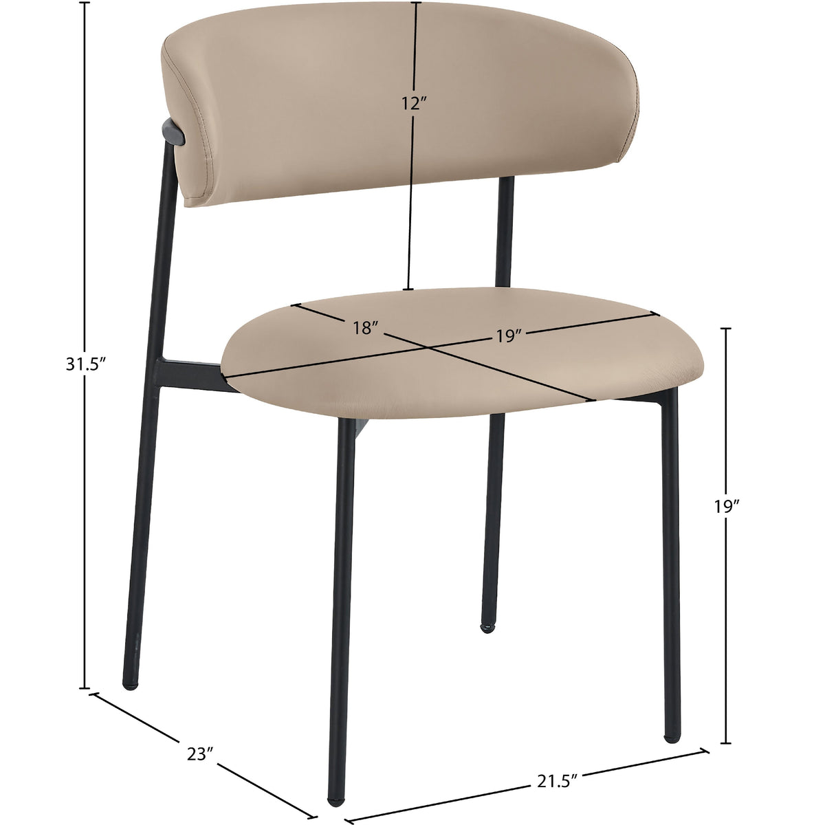 Meridian Lupita Taupe Vegan Leather Dining Chair