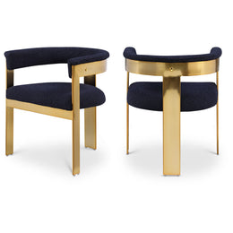 Meridian Romeo Navy Boucle Fabric Dining Chair
