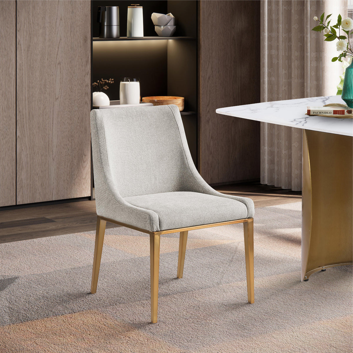 Meridian Haines Beige Polyester Fabric Dining Chair