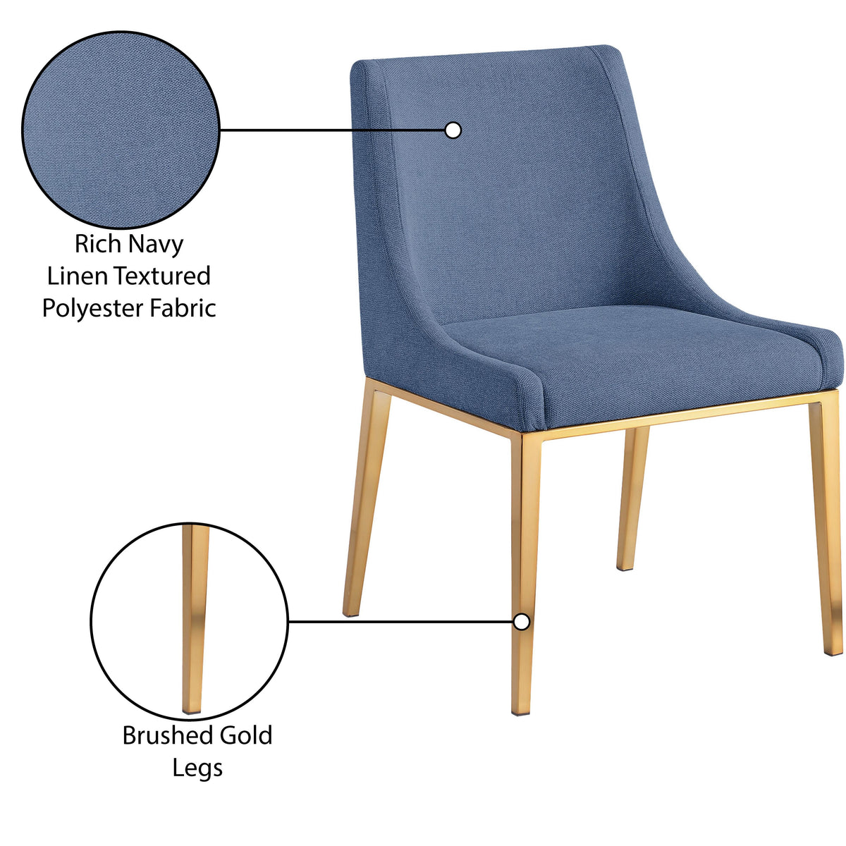 Meridian Haines Navy Polyester Fabric Dining Chair