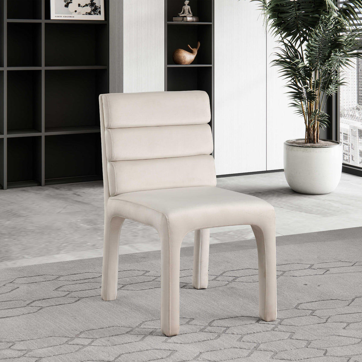 Meridian Kai Cream Velvet Dining Chair