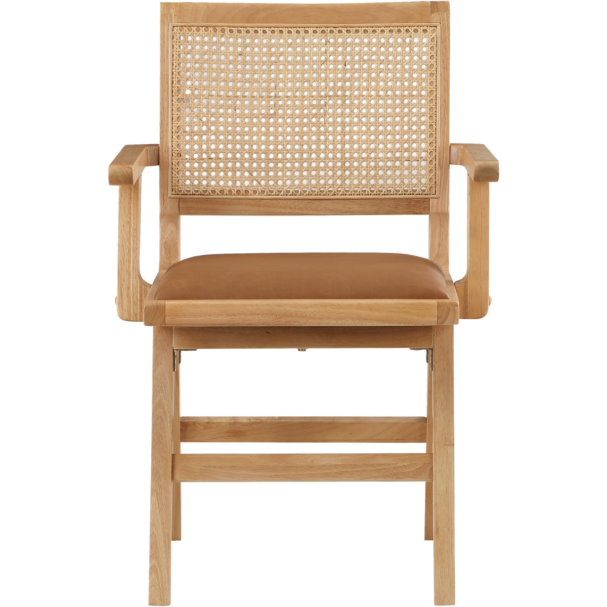 Meridian Abby Cognac Vegan Leather Dining Arm Chair