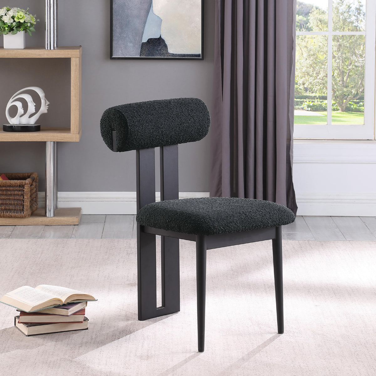 Meridian Dario Black Boucle Fabric Dining Chair
