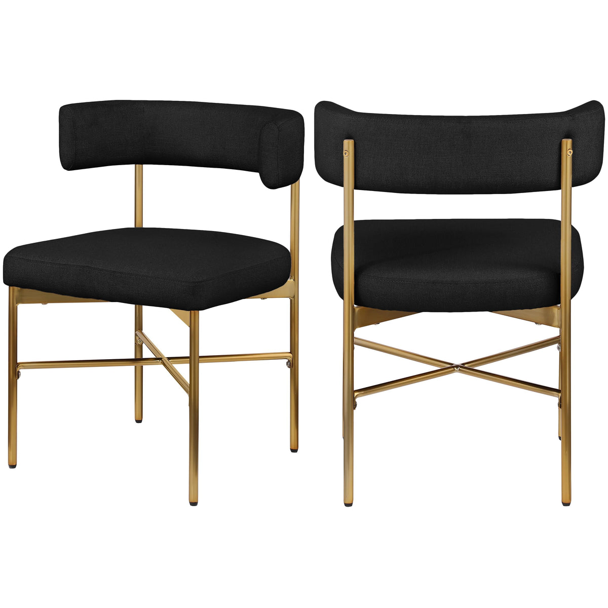 Meridian Rivage Black Durable Linen Textured Fabric Dining Chair